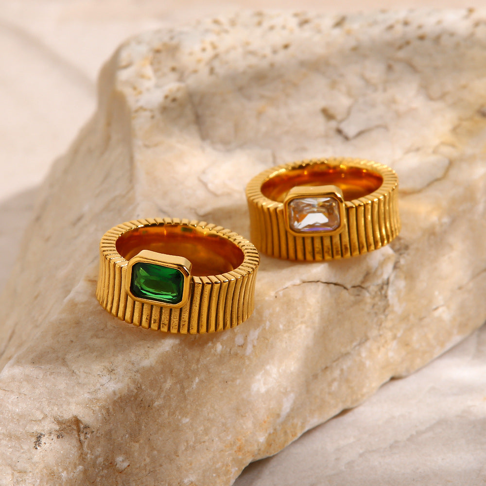 18K Gold Plated CZ Ring – Demi Fine & Anti Tarnish