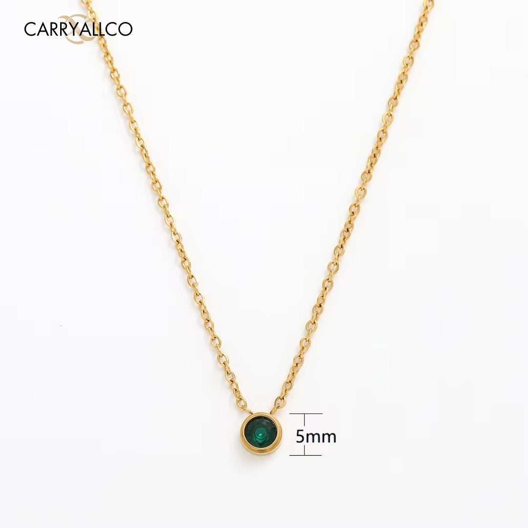 Dainty Green Brilliant Cut Stone Necklace Carryallco