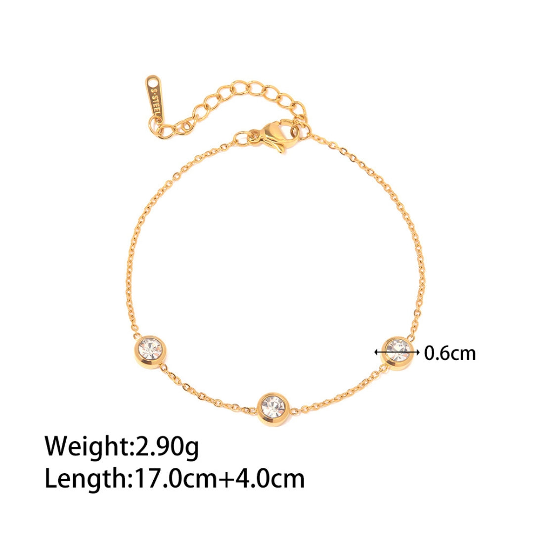 18K Gold Plated Demi Fine Round Stone Necklace & Bracelet Set