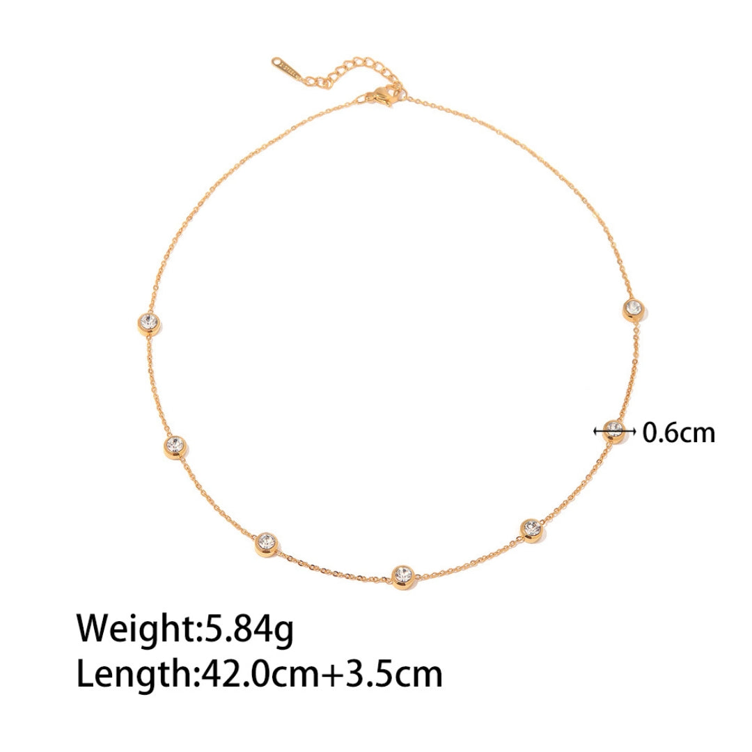 18K Gold Plated Demi Fine Round Stone Necklace & Bracelet Set