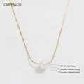 18K Gold Plated Freshwater Pearl Pendant Dainty Necklace Carryallco
