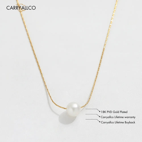 18K Gold Plated Freshwater Pearl Pendant Dainty Necklace Carryallco