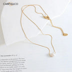 18K Gold Plated Freshwater Pearl Pendant Dainty Necklace Carryallco