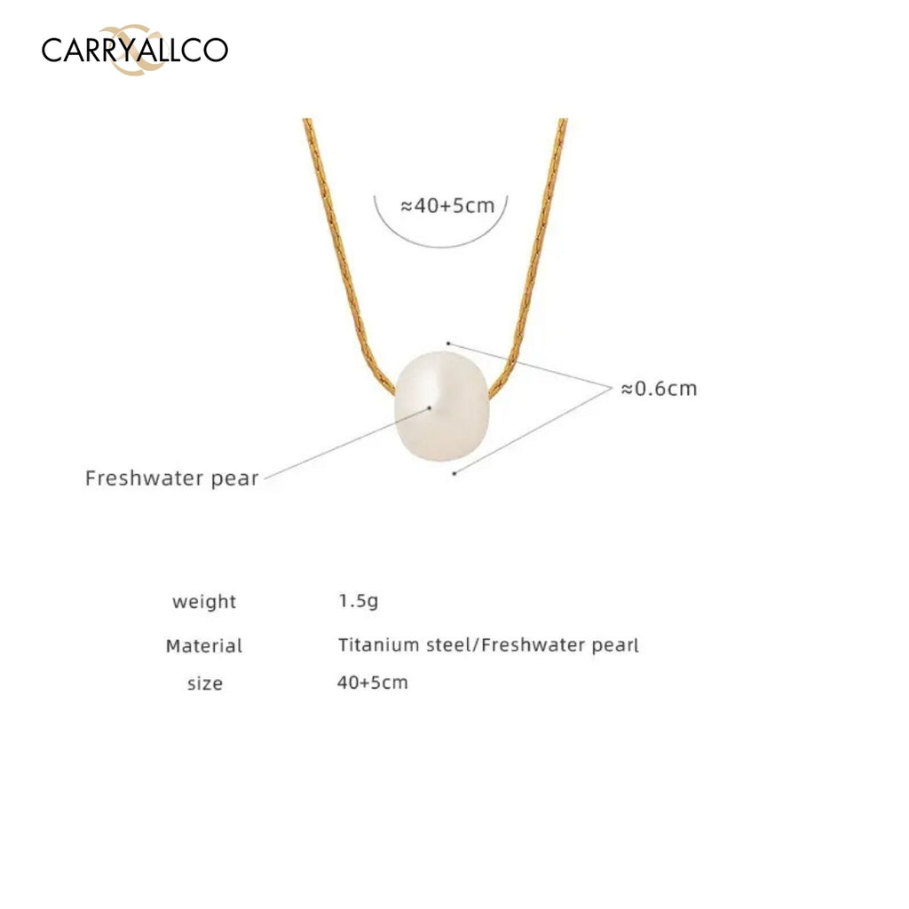 18K Gold Plated Freshwater Pearl Pendant Dainty Necklace