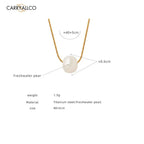 18K Gold Plated Freshwater Pearl Pendant Dainty Necklace Carryallco