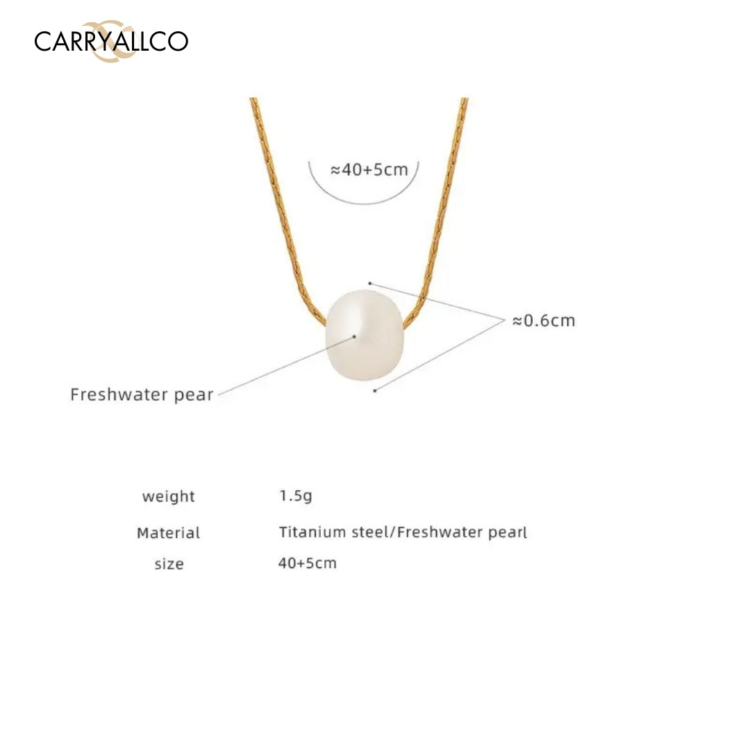 18K Gold Plated Freshwater Pearl Pendant Dainty Necklace Carryallco