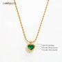 18K Gold Plated Green Agate Heart Pendant Necklace Carryallco