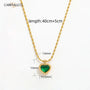 18K Gold Plated Green Agate Heart Pendant Necklace Carryallco