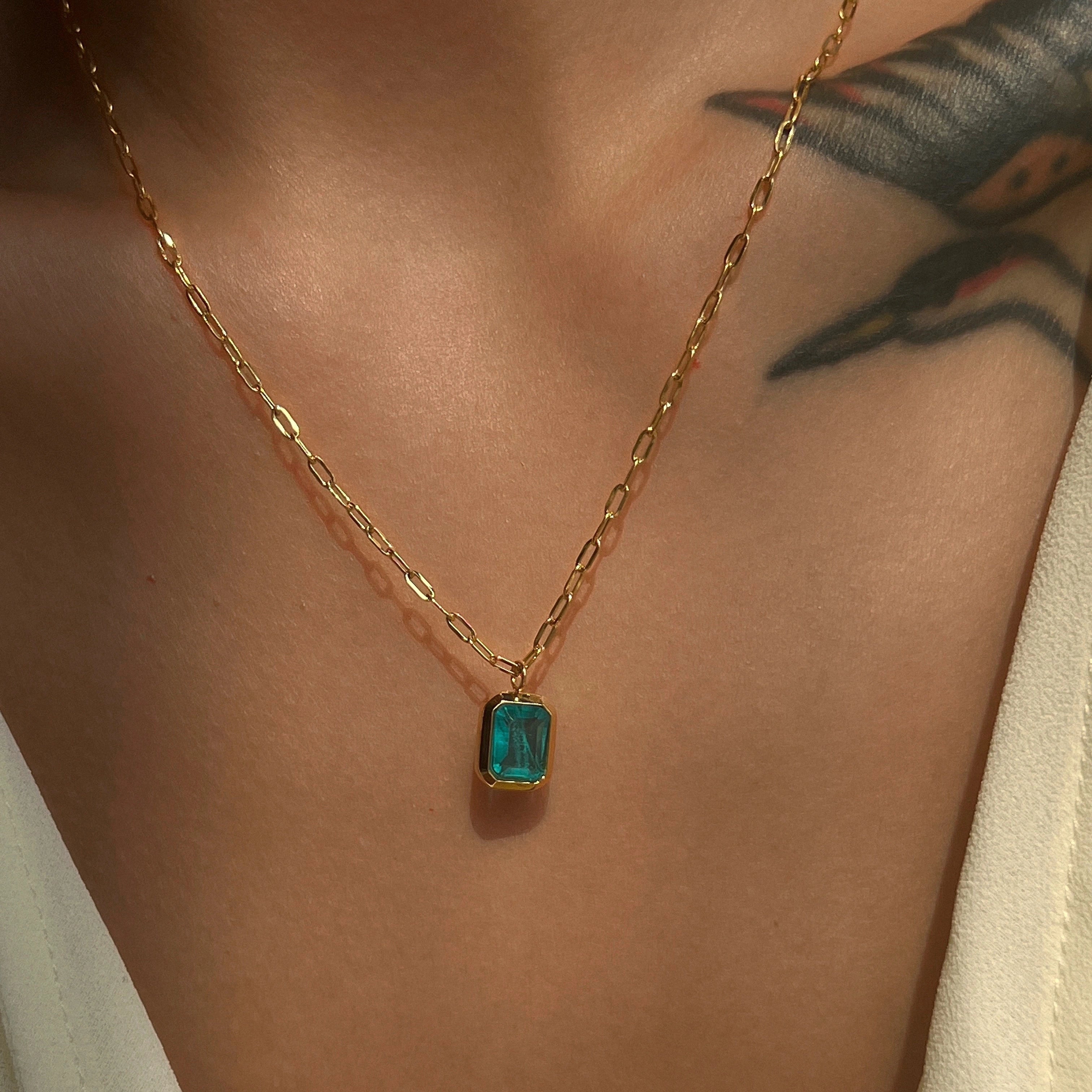 18K Gold Plated Ice Blue Zircon Necklace