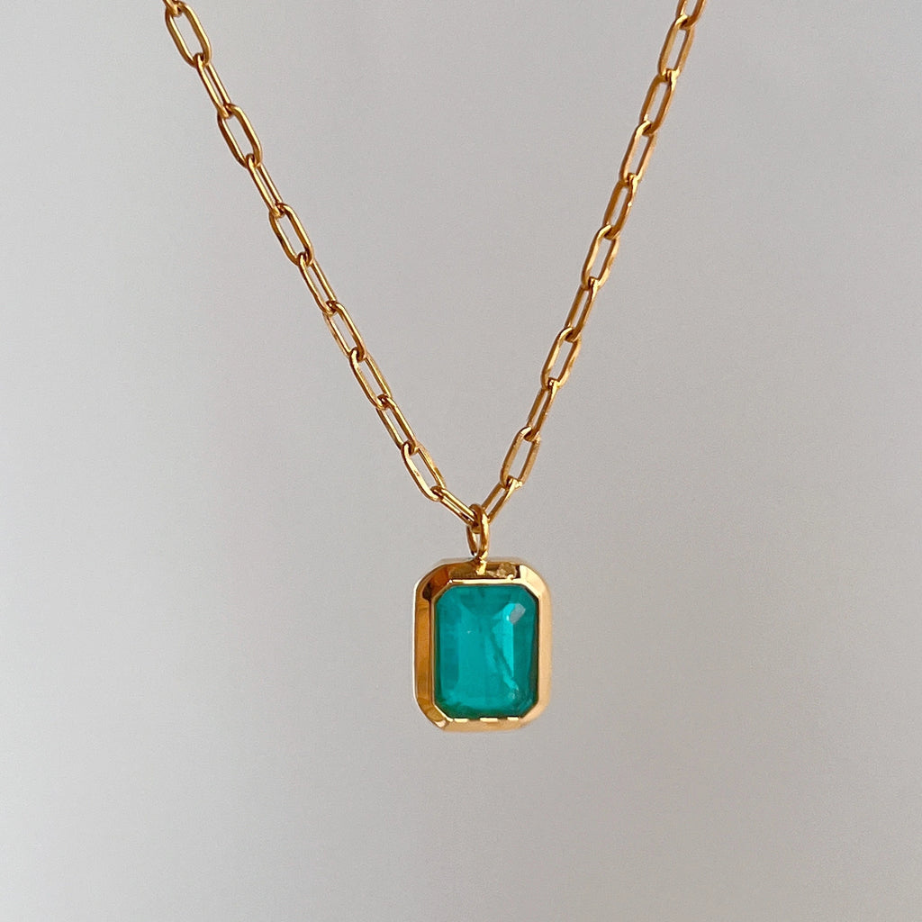 18K Gold Plated Ice Blue Zircon Necklace