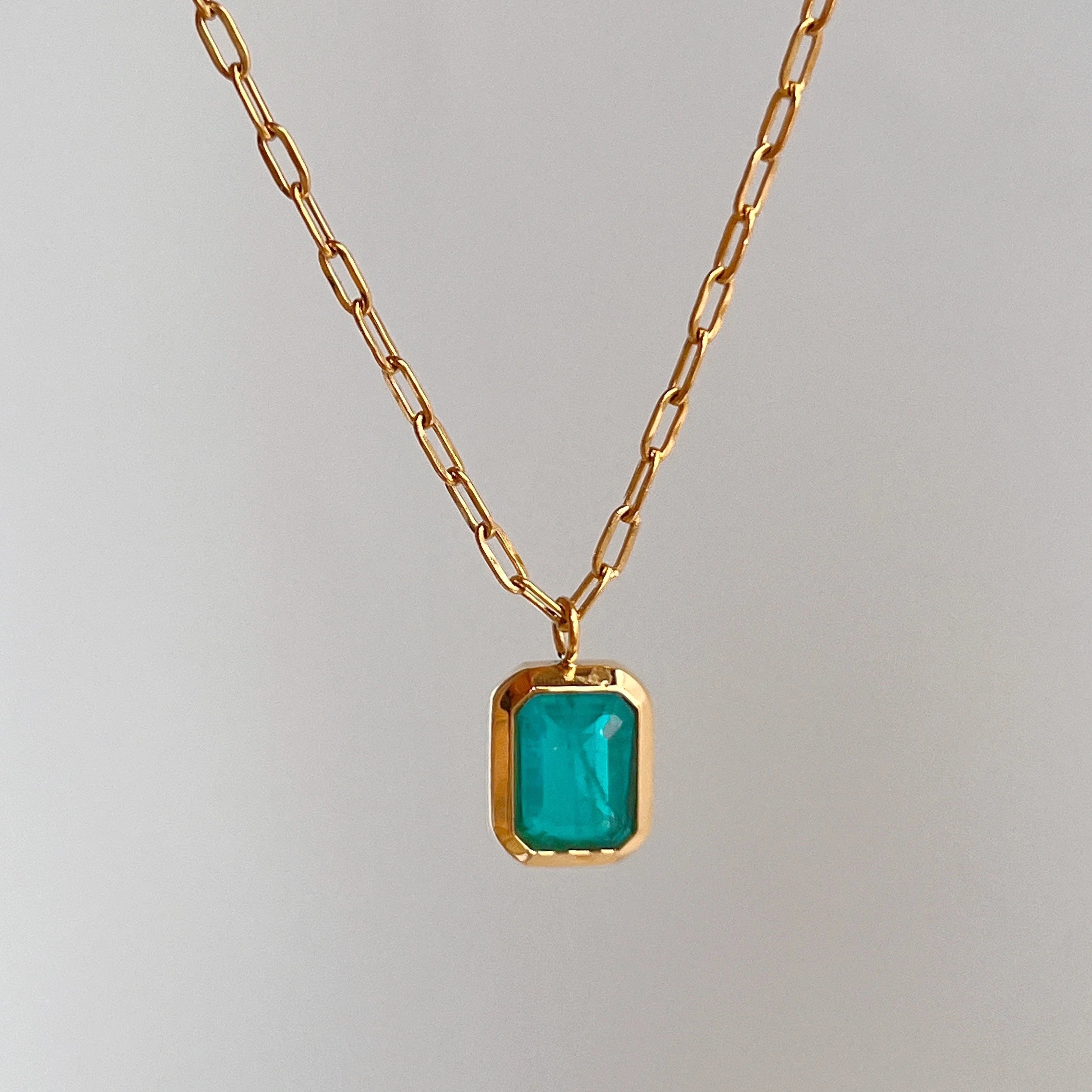 18K Gold Plated Ice Blue Zircon Necklace