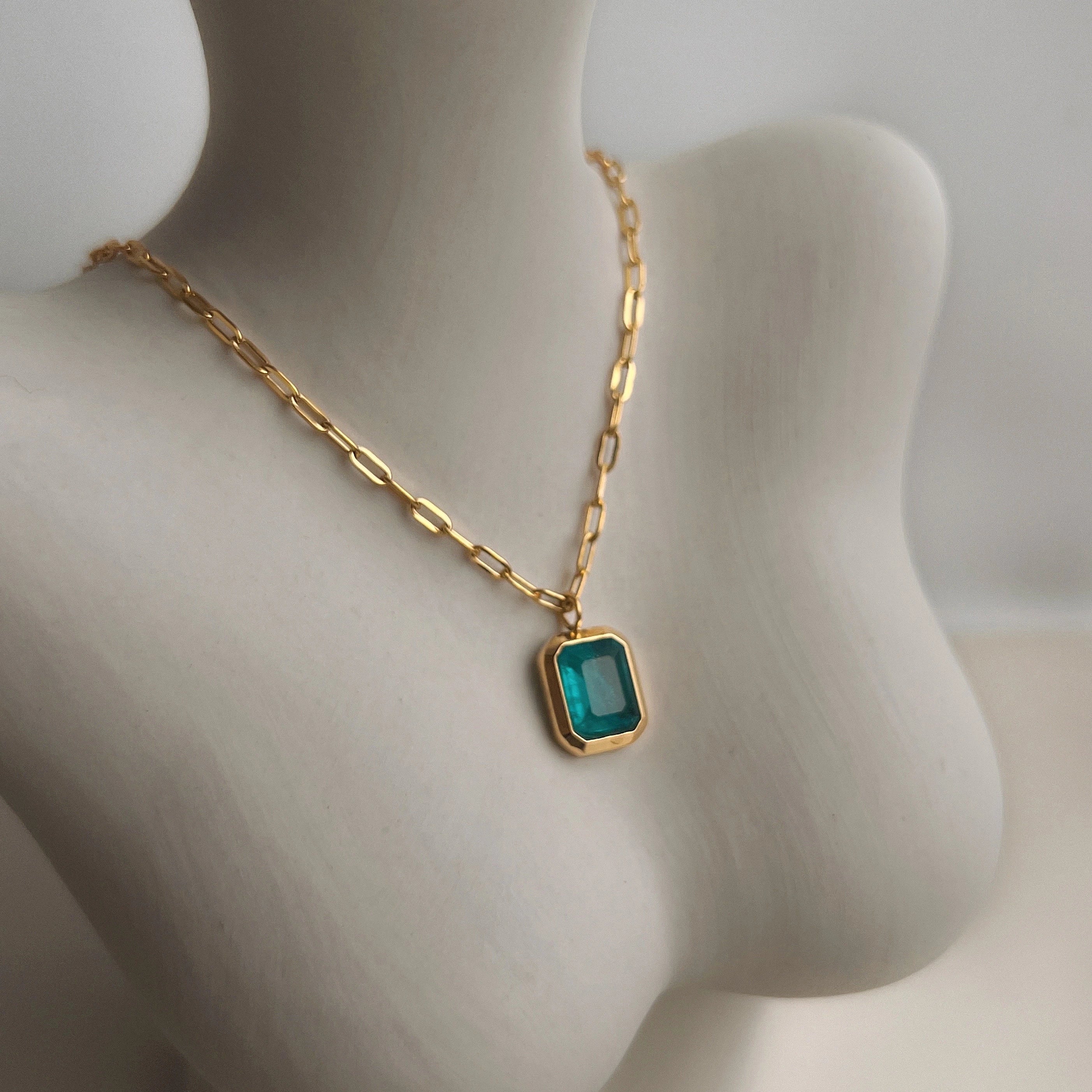 18K Gold Plated Ice Blue Zircon Necklace