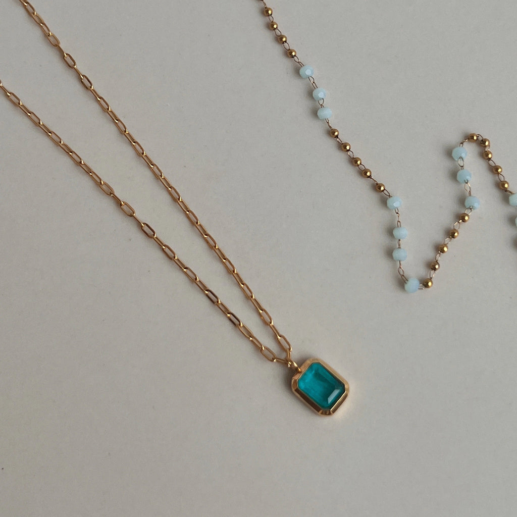 18K Gold Plated Ice Blue Zircon Necklace
