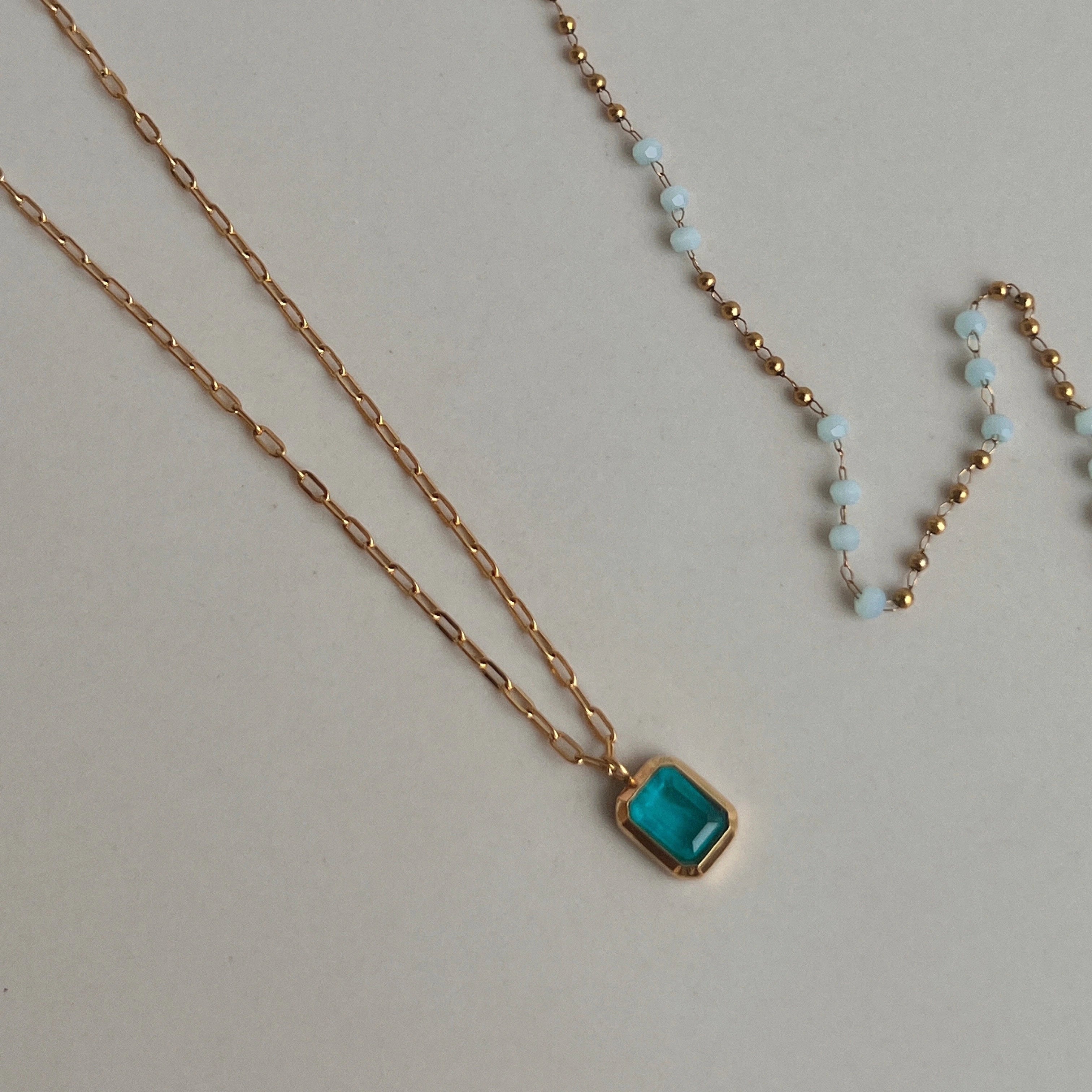 18K Gold Plated Ice Blue Zircon Necklace