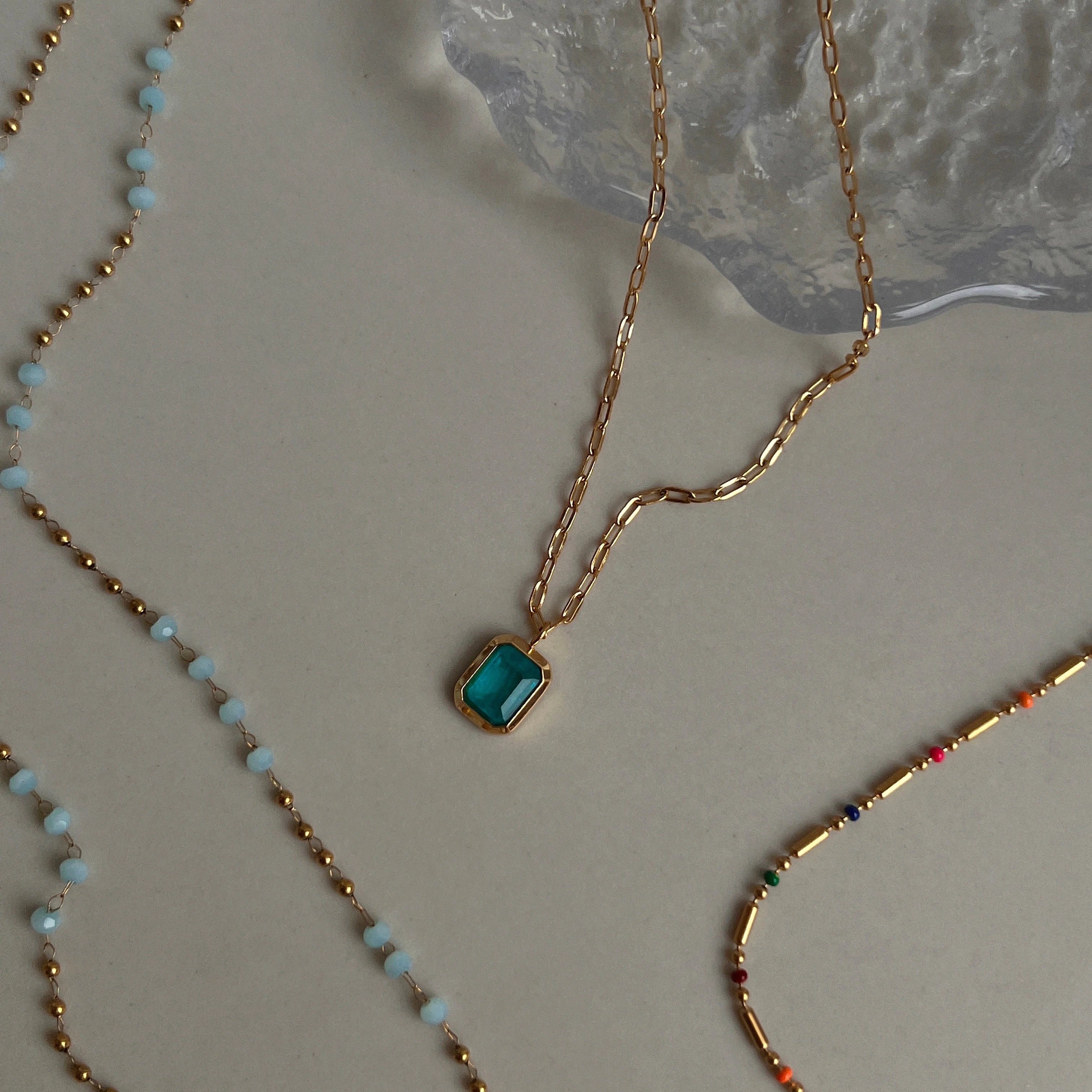 18K Gold Plated Ice Blue Zircon Necklace