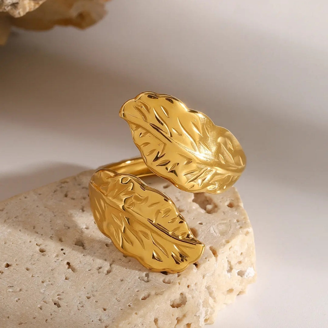 18K Gold Plated Leaf Shape Ring