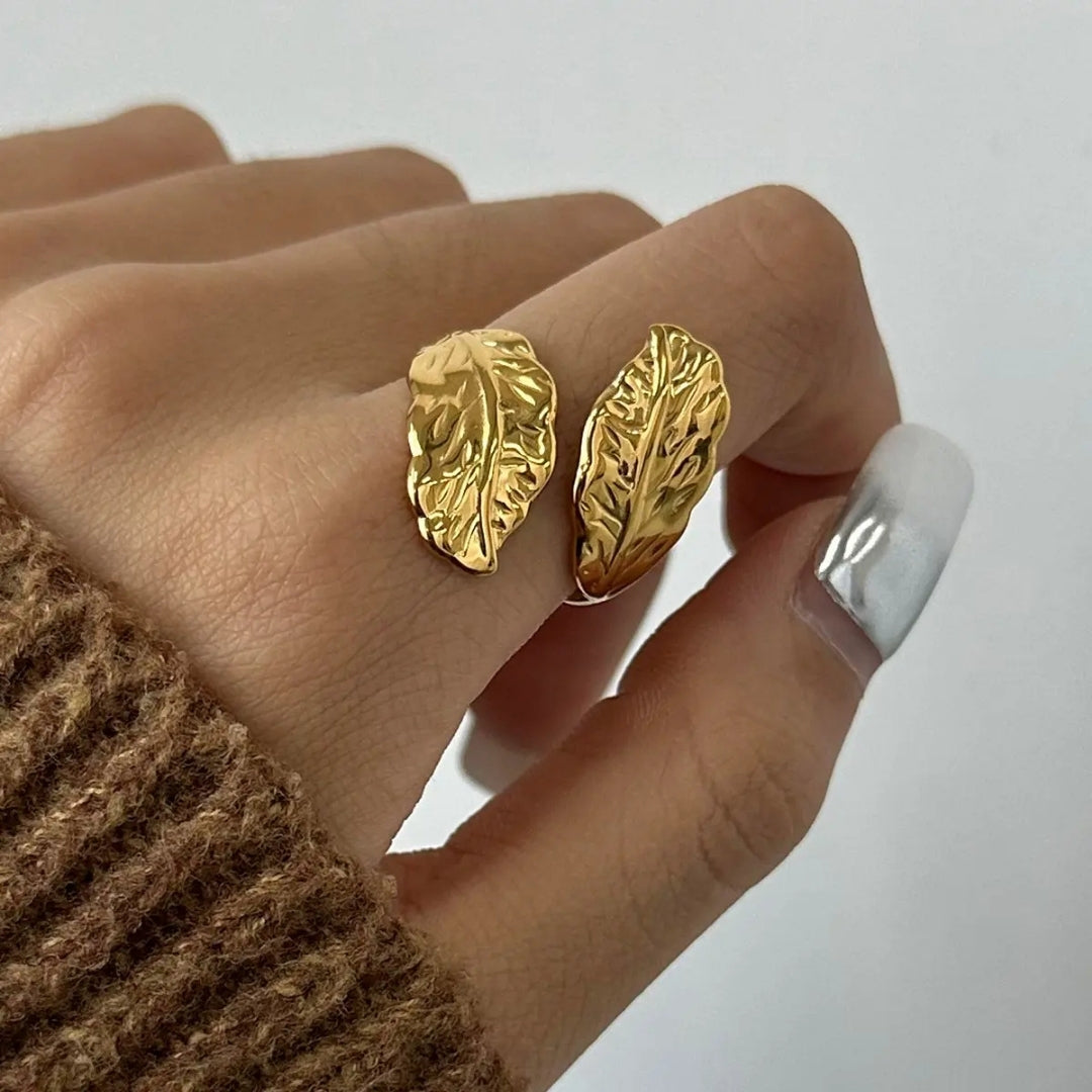 18K Gold Plated Leaf Shape Ring