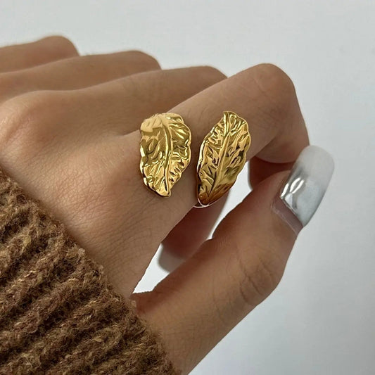18K Gold Plated Leaf Shape Ring