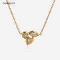 18K Gold Plated Lucky Grass Zircon Pendant Necklace Carryallco