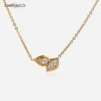18K Gold Plated Lucky Grass Zircon Pendant Necklace Carryallco