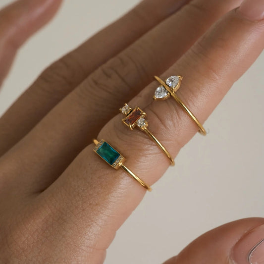 18K Gold Plated Pink Zircon Royal Ring Set