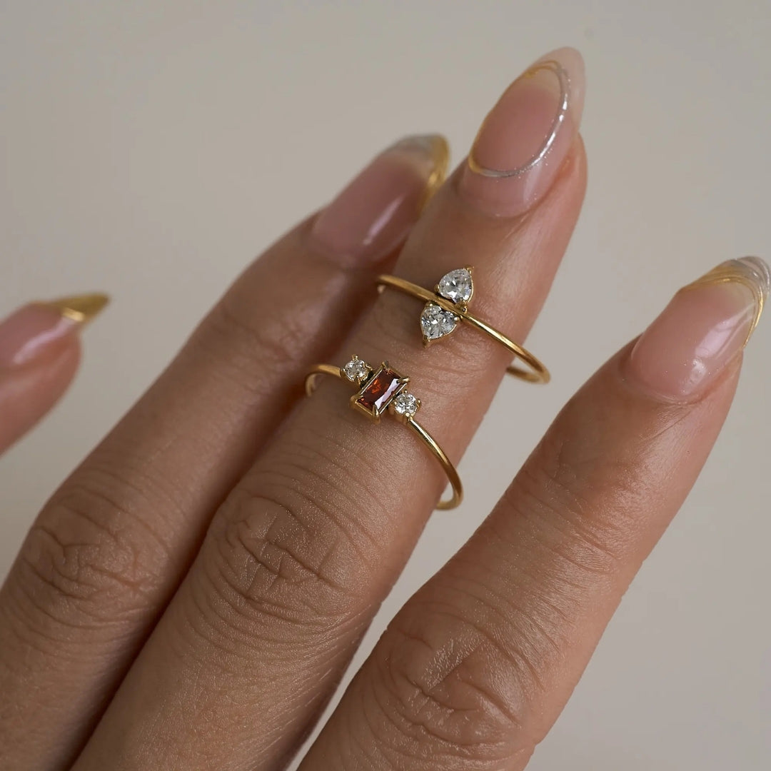 18K Gold Plated Pink Zircon Royal Ring Set