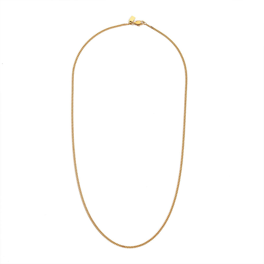 Gold necklace on a white background