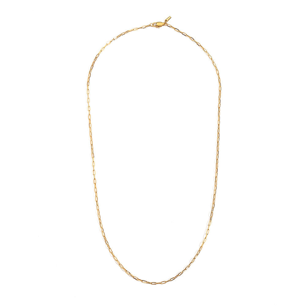 Gold chain necklace on a white background