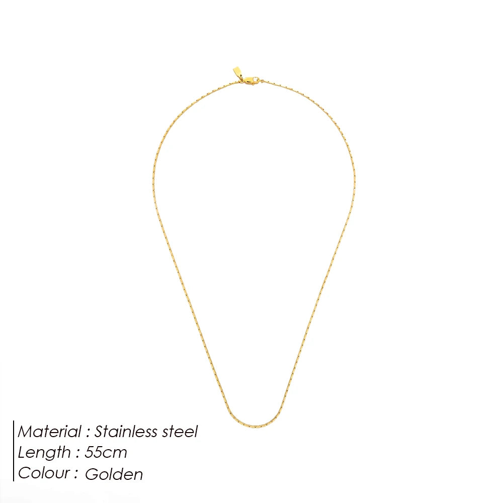 18K Gold Plated Stainless Steel Snake Wire Chain Necklace for Men