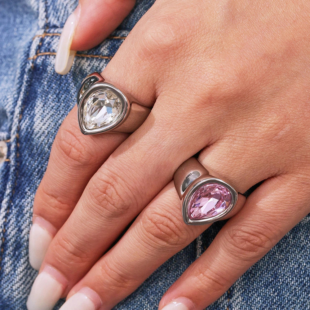 18K Gold Plated Teardrop Zircon Ring