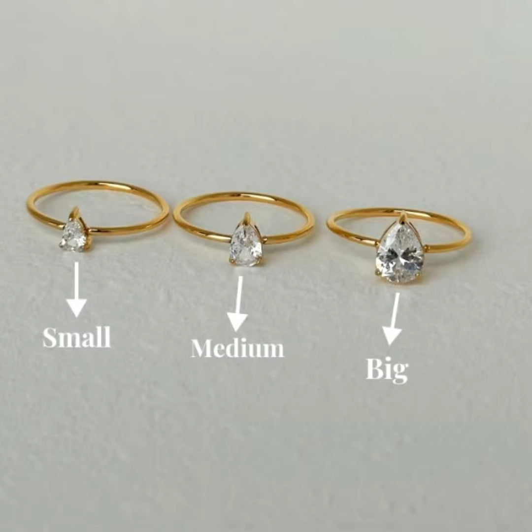 18K Gold Plated Water Drop Zircon Ring