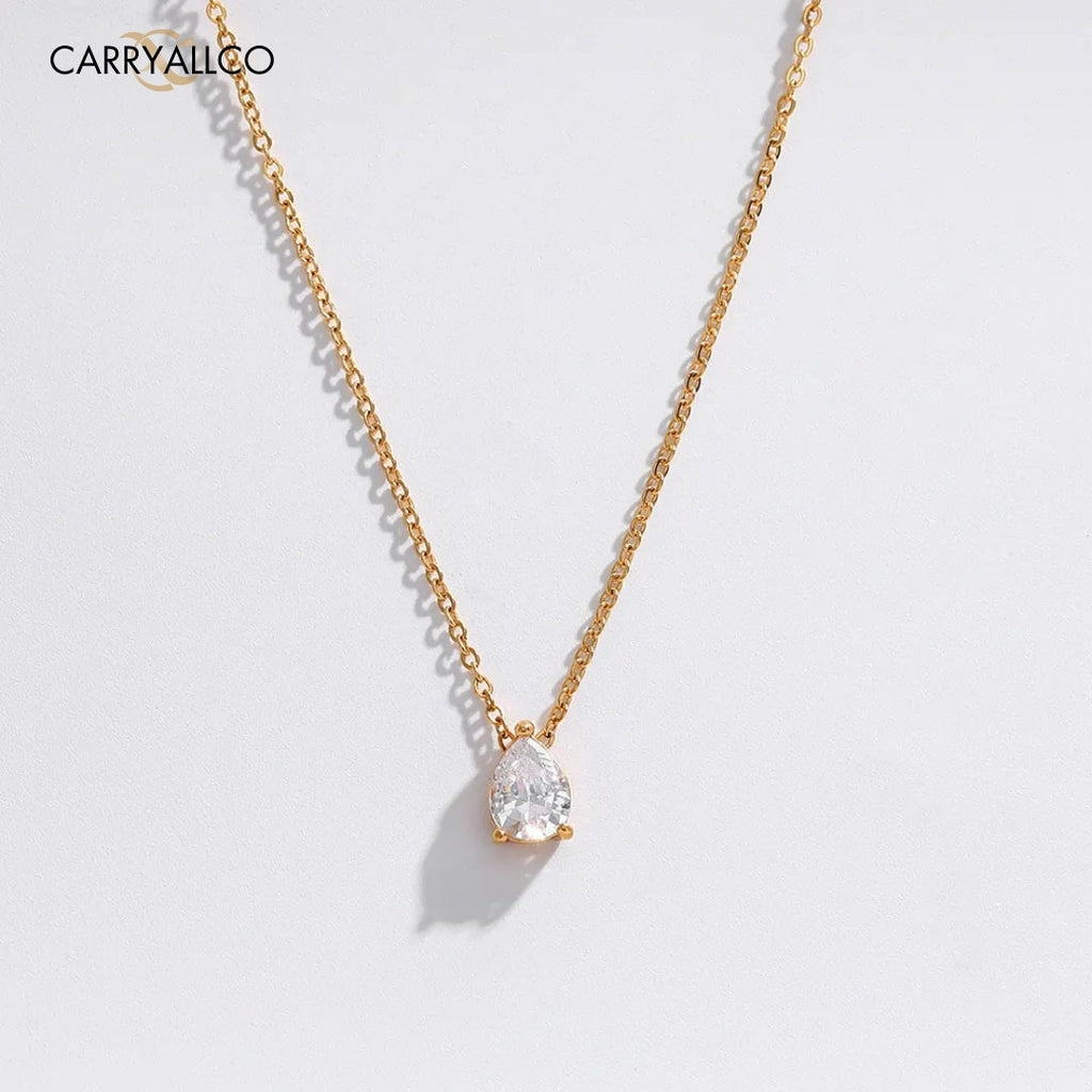 18K Gold Plated Waterdrop & Oval Stone Necklace CARRYALLCO