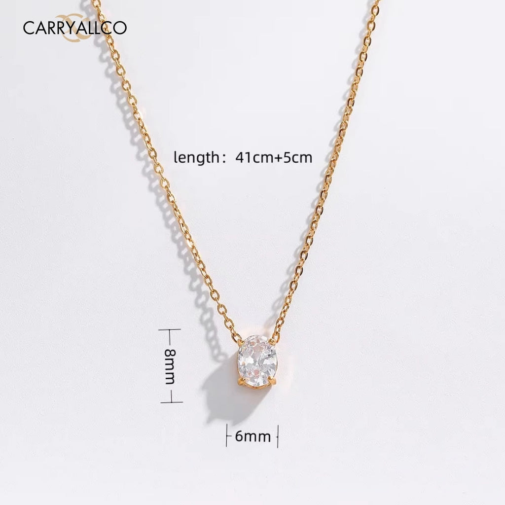 18K Gold Plated Waterdrop & Oval Stone Necklace CARRYALLCO