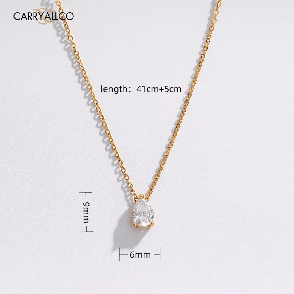 18K Gold Plated Waterdrop & Oval Stone Necklace CARRYALLCO