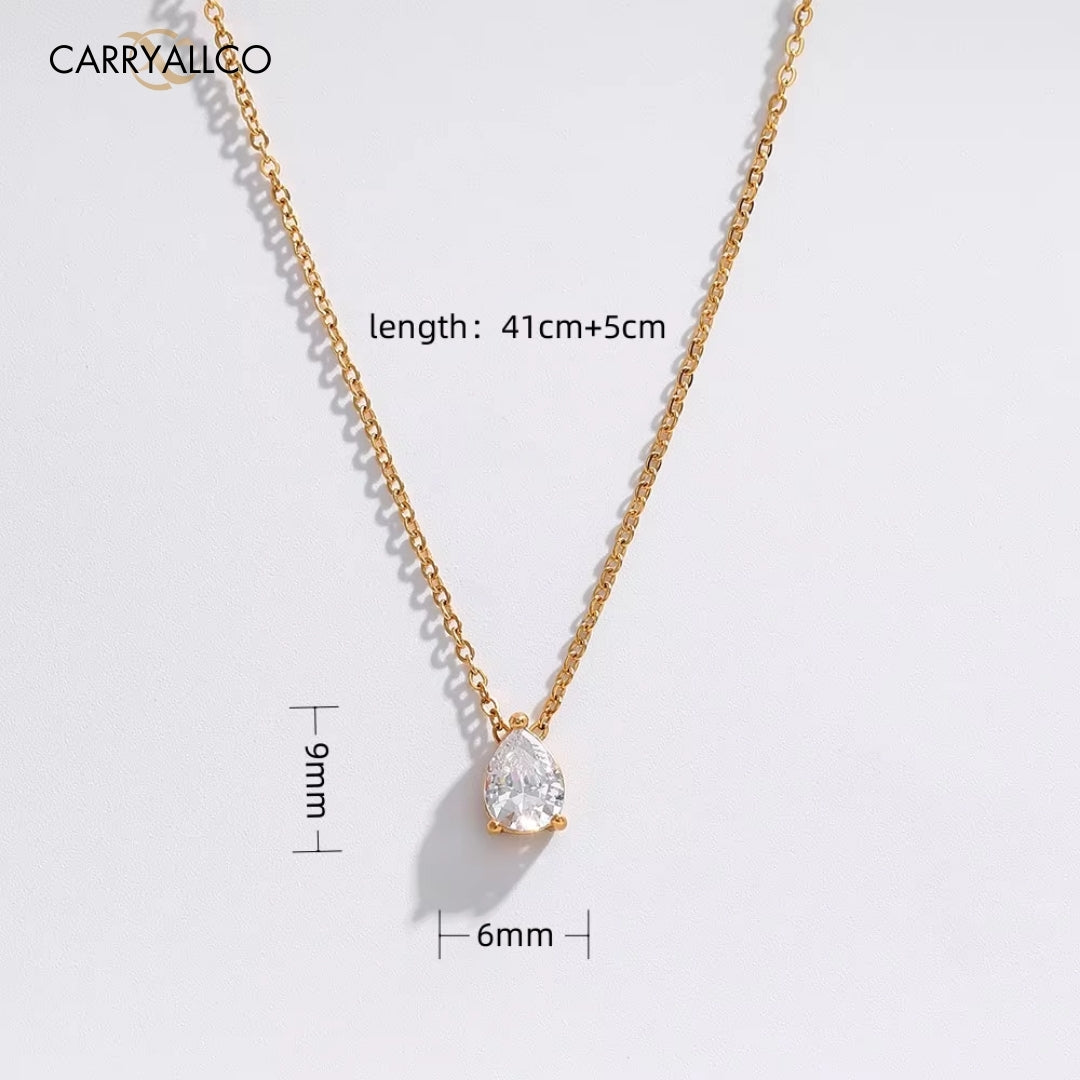 18K Gold Plated Waterdrop & Oval Stone Necklace CARRYALLCO