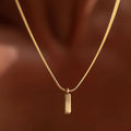 18K Gold Stainless Steel Snake Chain Bar Pendant Necklace