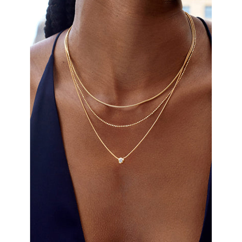 18K PVD Gold Plated Three Layer Demifine Necklace
