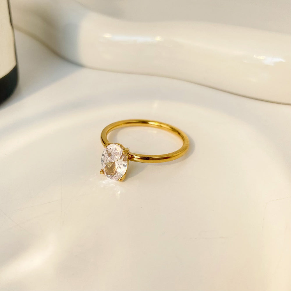 18K Gold-Plated Cobblestone Zirconia Ring