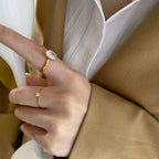 18K Gold-Plated Cobblestone Zirconia Ring