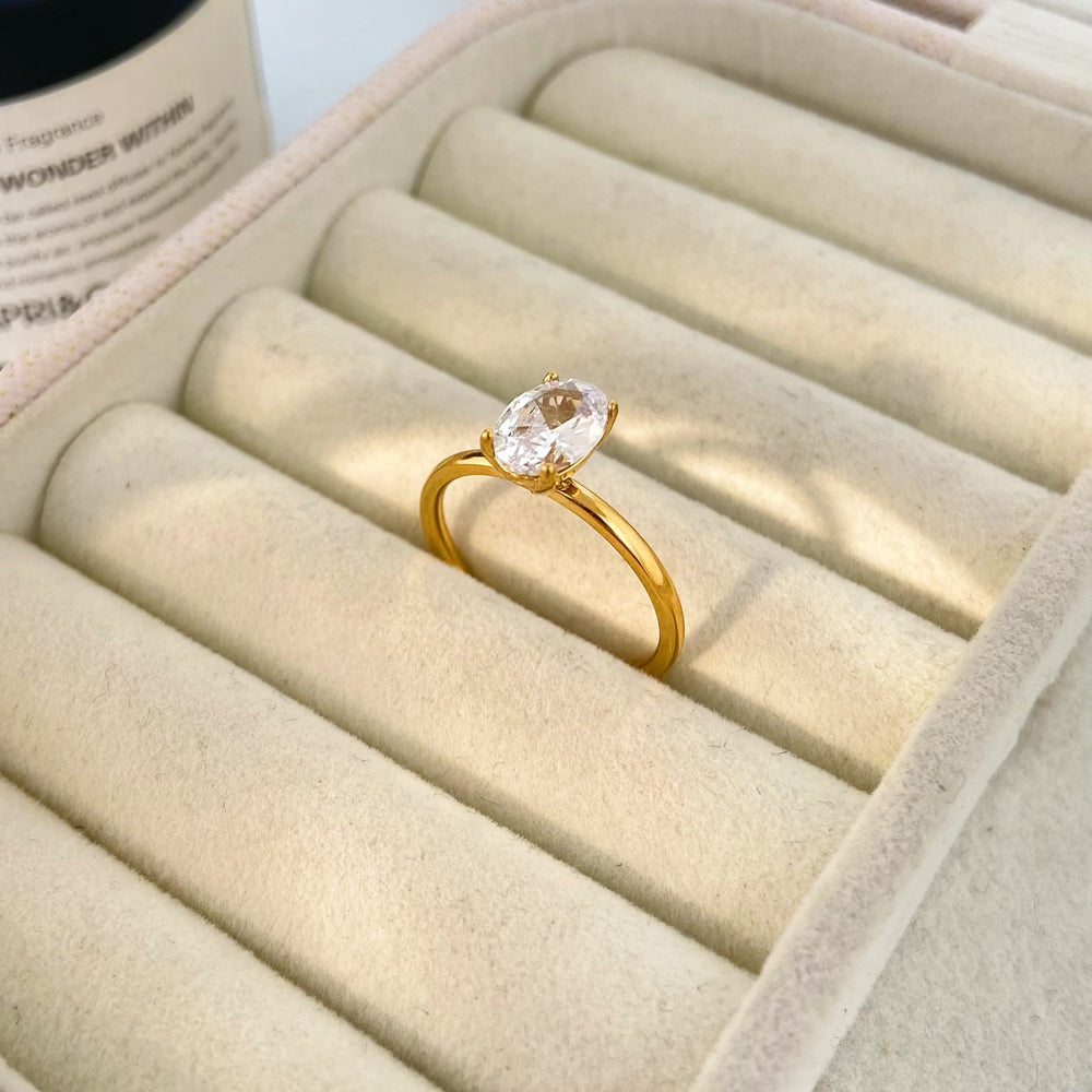18K Gold-Plated Cobblestone Zirconia Ring