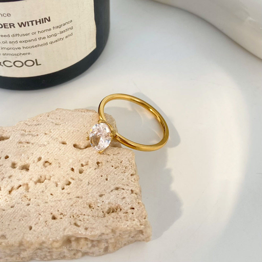 18K Gold-Plated Cobblestone Zirconia Ring