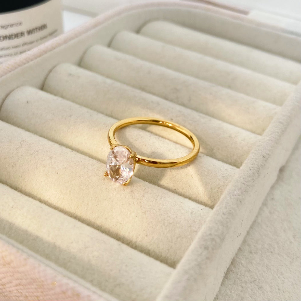 18K Gold-Plated Cobblestone Zirconia Ring