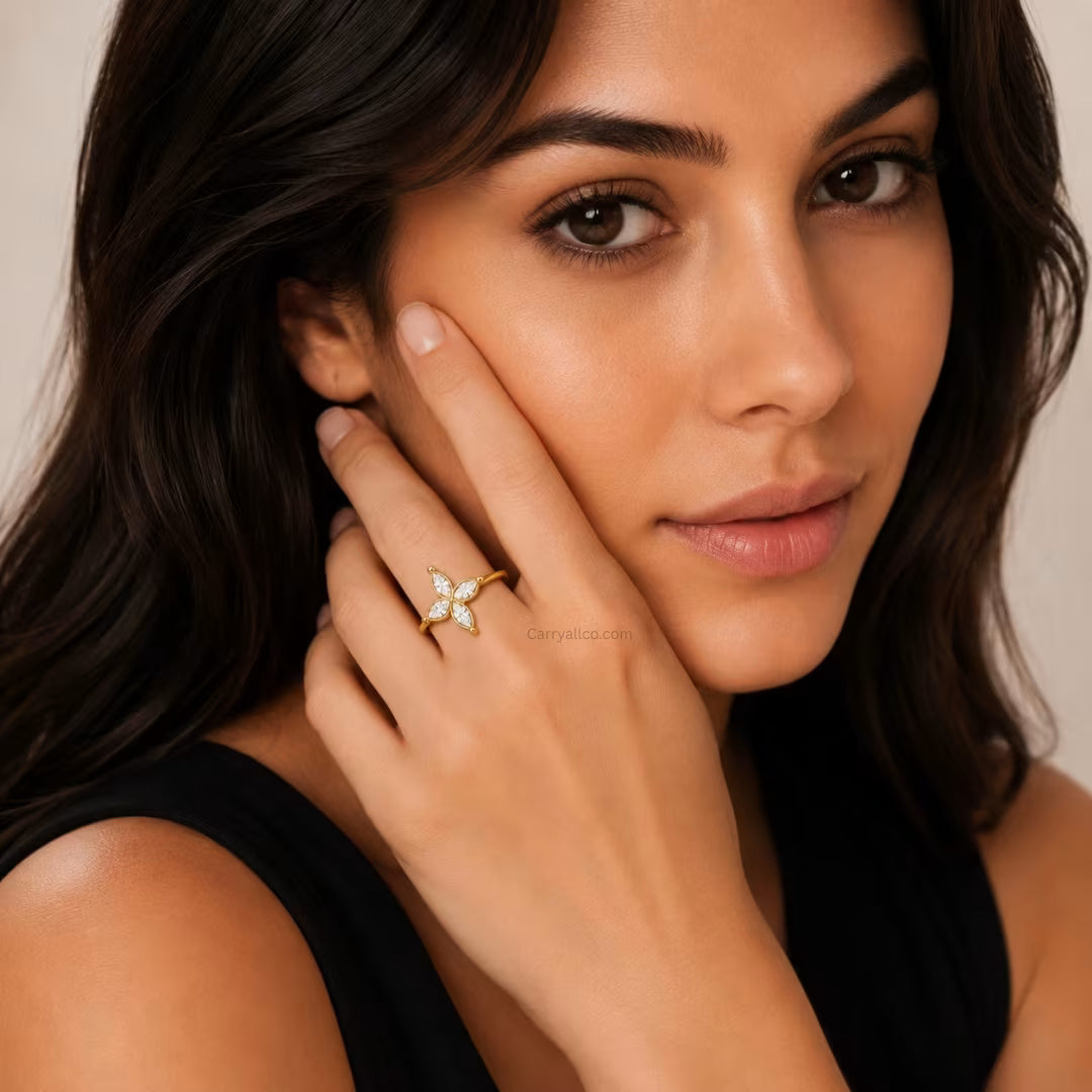 Butterfly Zirconia Ring – 18K Gold Plated | CARRYALLCO