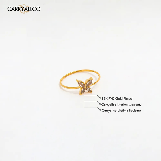 18K Gold-Plated Dainty Butterfly Zirconia Ring