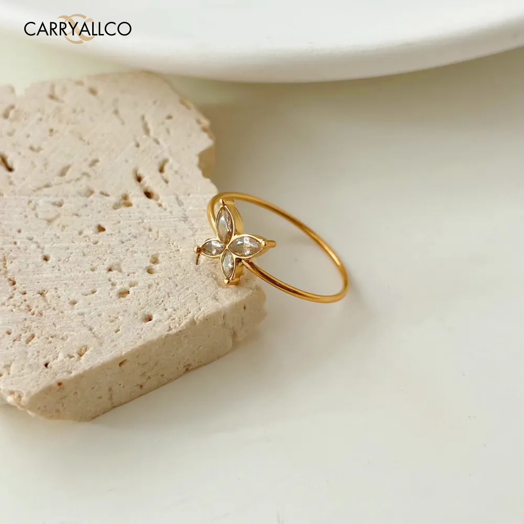 18K Gold-Plated Dainty Butterfly Zirconia Ring