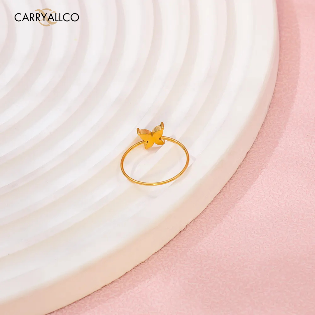 18K Gold-Plated Dainty Butterfly Zirconia Ring