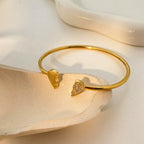 18K Gold-Plated Geometric Zircon Open Cuff Bracelet