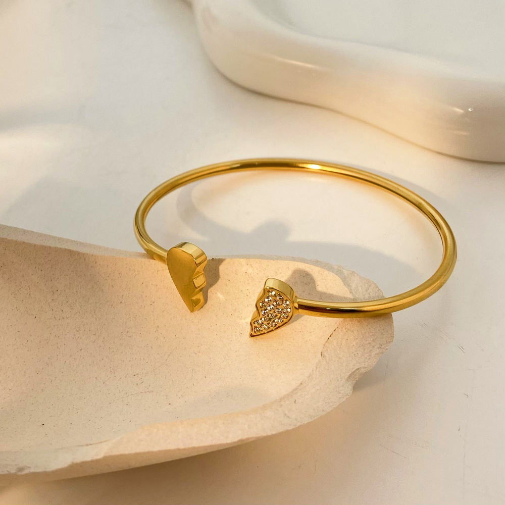 18K Gold-Plated Geometric Zircon Open Cuff Bracelet