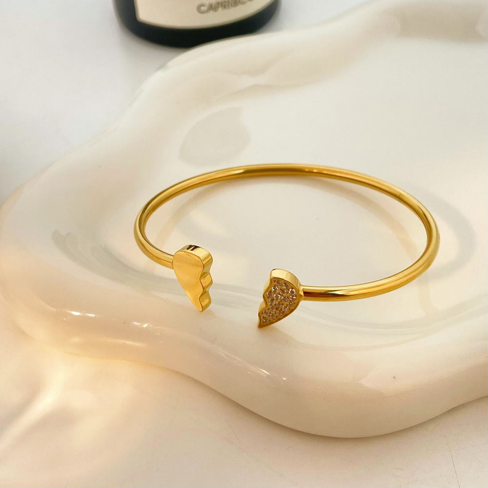 18K Gold-Plated Geometric Zircon Open Cuff Bracelet