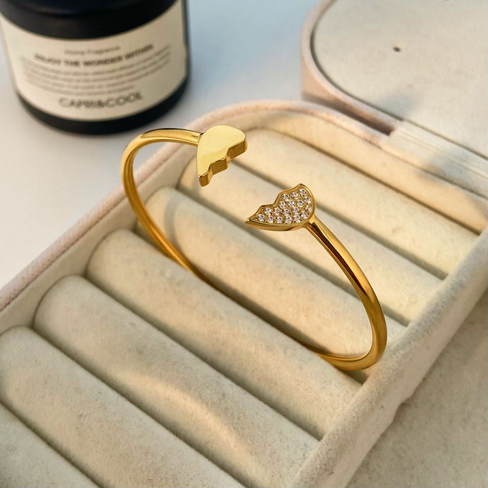 Geometric Zircon Open Cuff Bracelet – 18K Gold Plated | CARRYALLCO